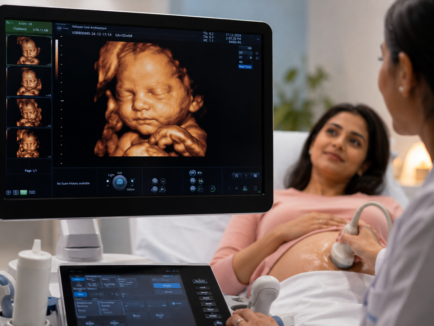 3D and 4D ultrasound scan session at Aashraya Hospital