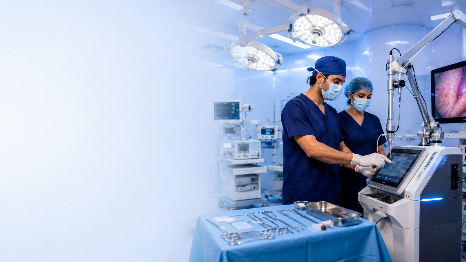 Surgical team at Aashraya Hospital, Gadag, performing an advanced laser procedure