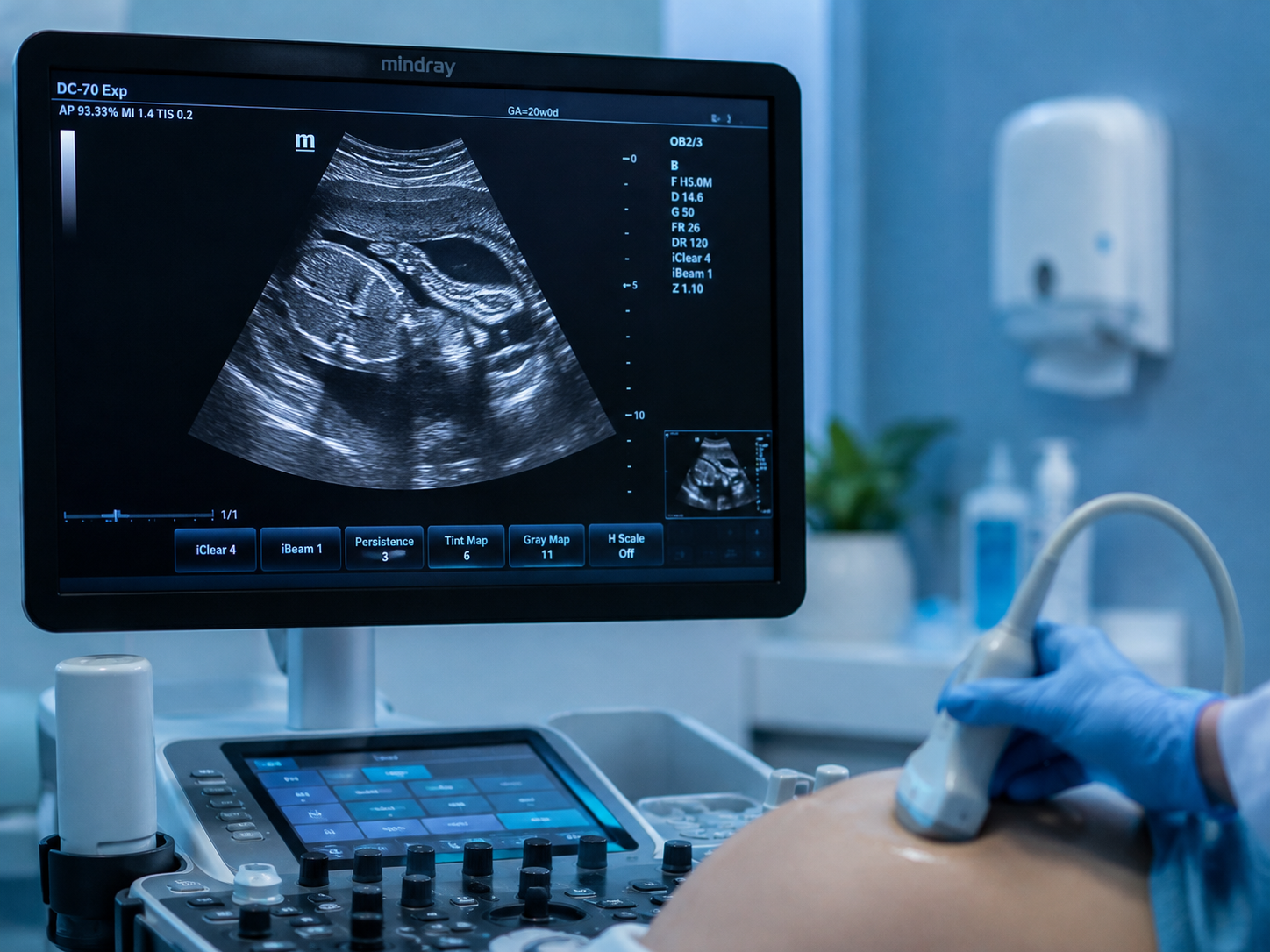 2D ultrasound scan being performed at Aashraya Hospital